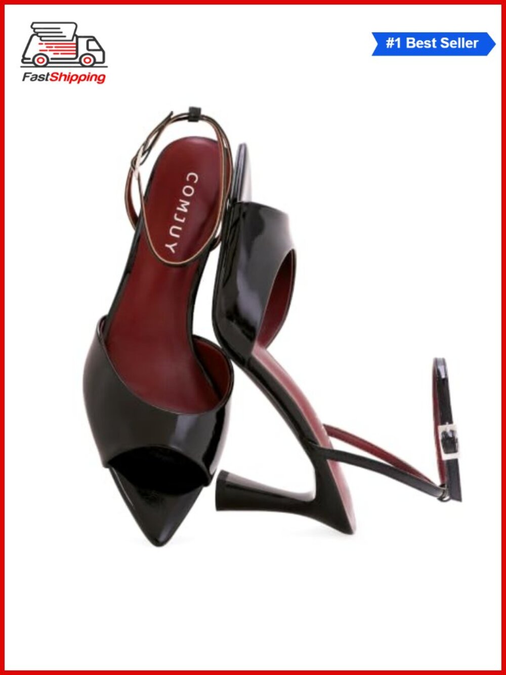 ✨ Women's Peep Toe Kitten Heel Sandals Vegan Faux Leather Ankle Strap Heels